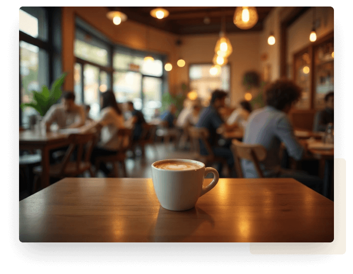 Interior aconchegante da Vila Café